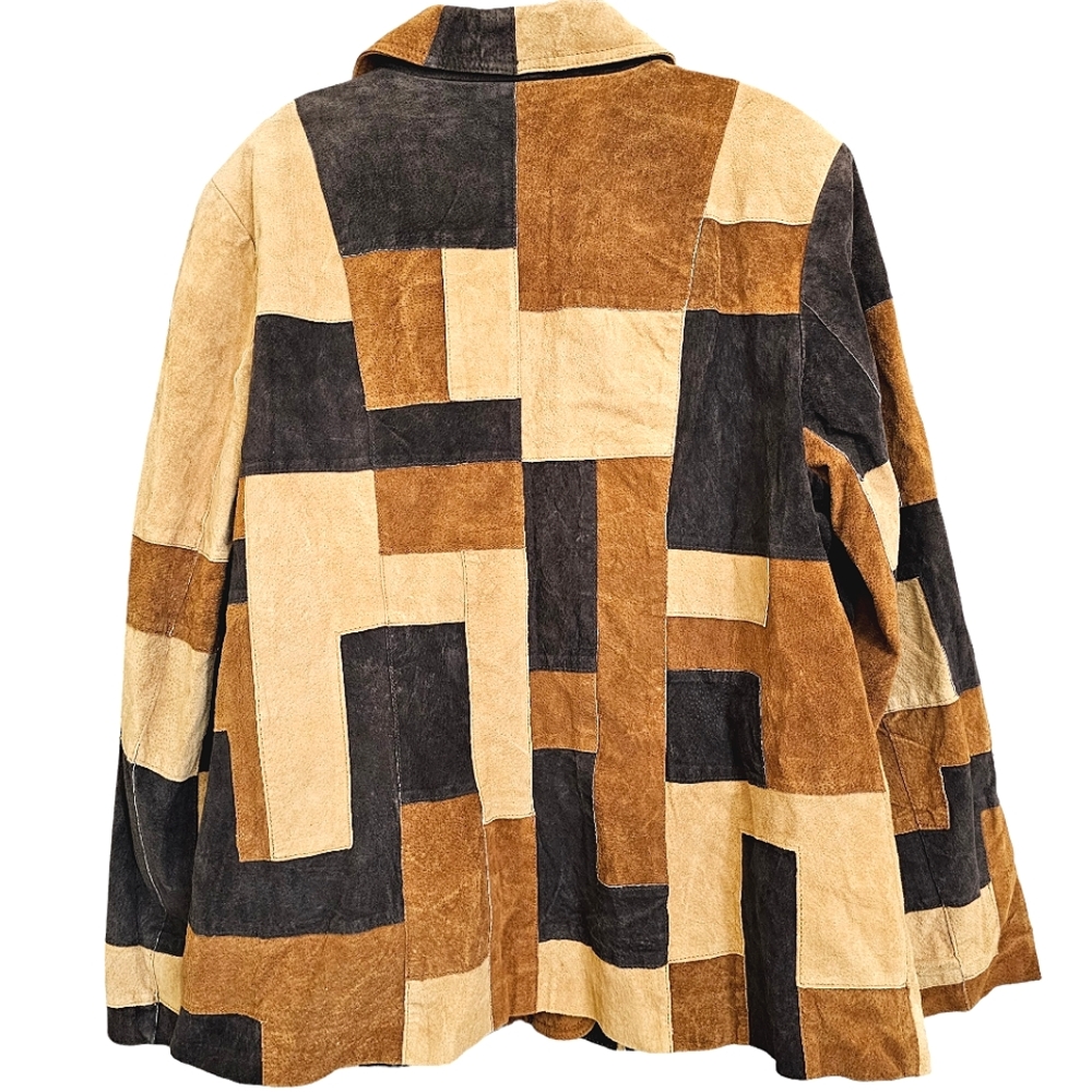 Studio C Retro Patchwork Leather Collared Longsle… - image 3